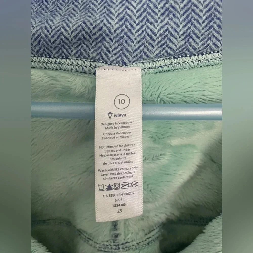 IVIVVA Lululemon 10 Fleece Lined WARM Turtleneck Pullover Blue Green 1/4 Zip Up